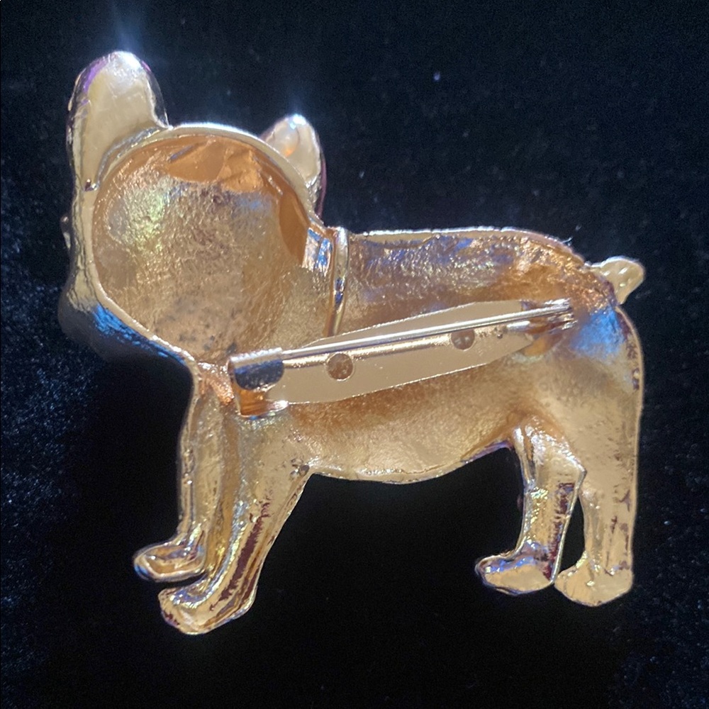 Pink Rhinestone French Bulldog Brooch - Picture 6 of 8